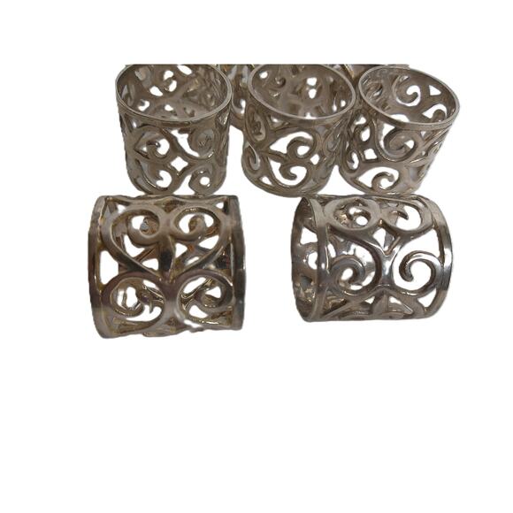 Vintage International Silver Company Silverplated Scroll Napkin Rings Set of 8 - Picture 3 of 7